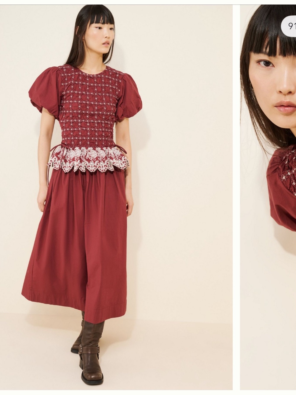 Damson Madder Audrey Midi Puff Sleeve Dress